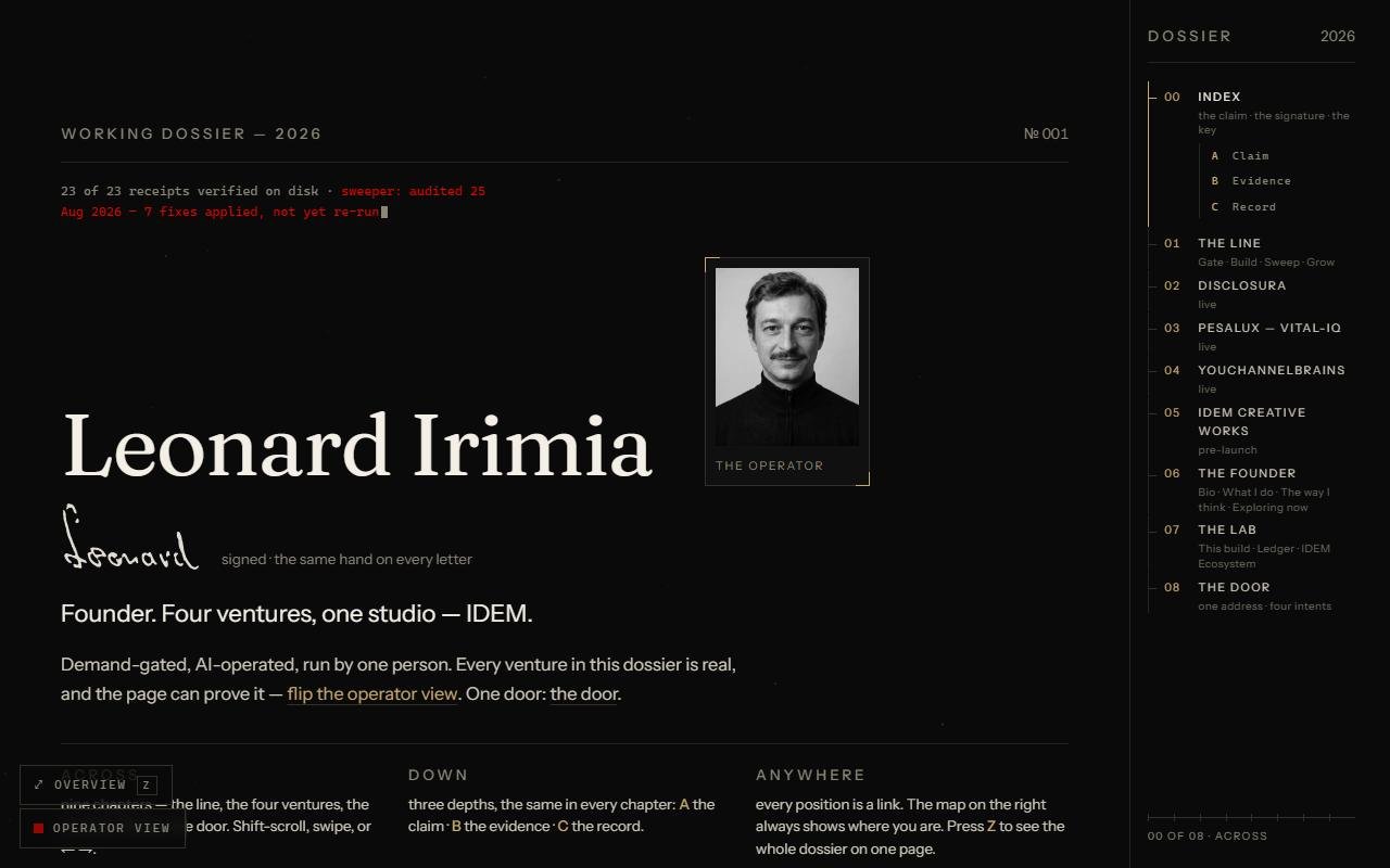 leonardirimia.com — The founder's own site.