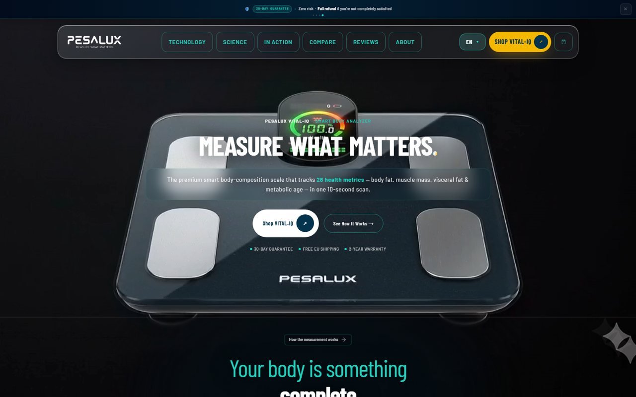 pesalux.com — The shop of our own smart-scale brand: the product, the science, the order.